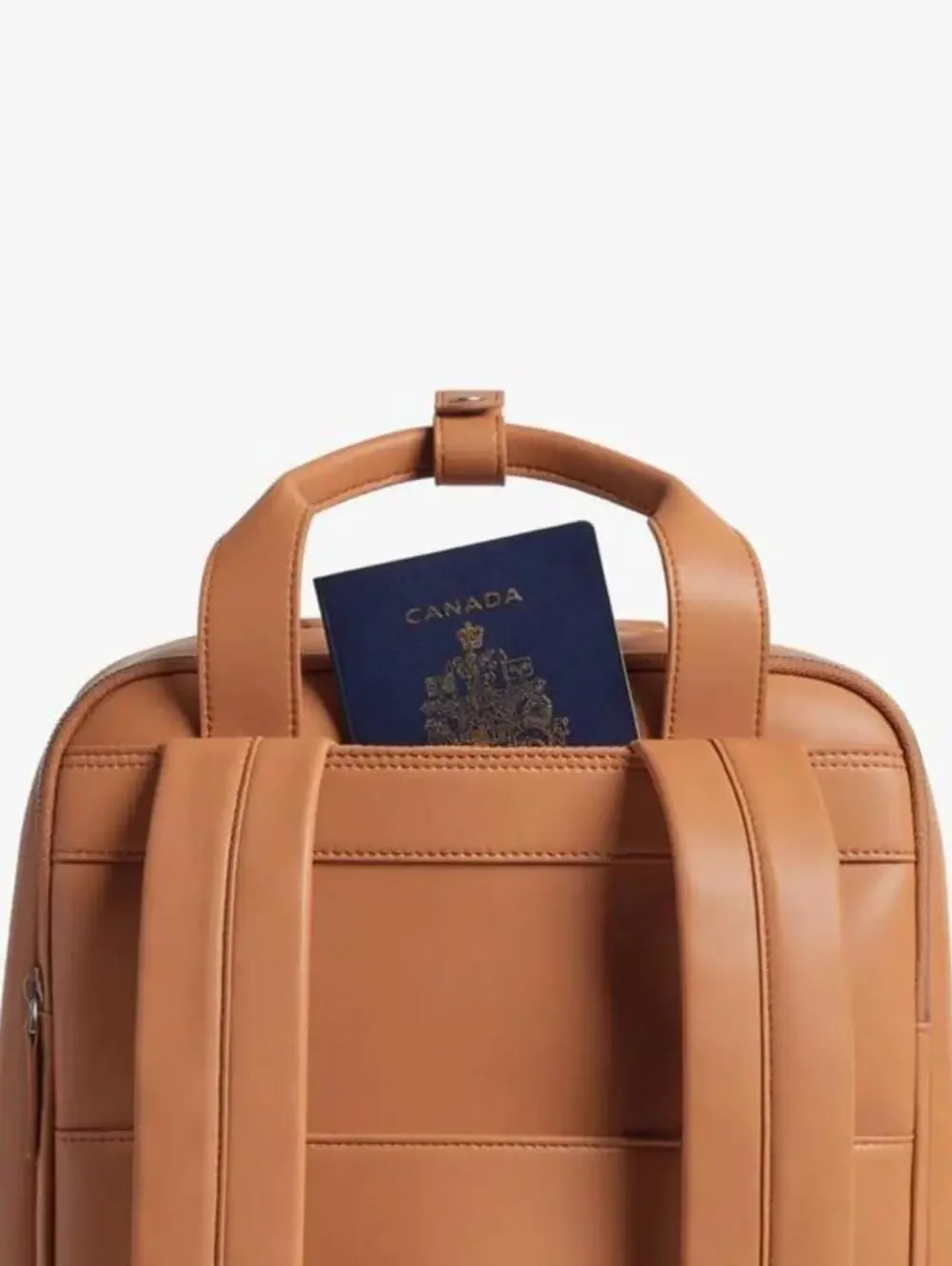 Monos Metro Backpack Saddle Tan Vegan Leather Laptop Travel Commuter Bag